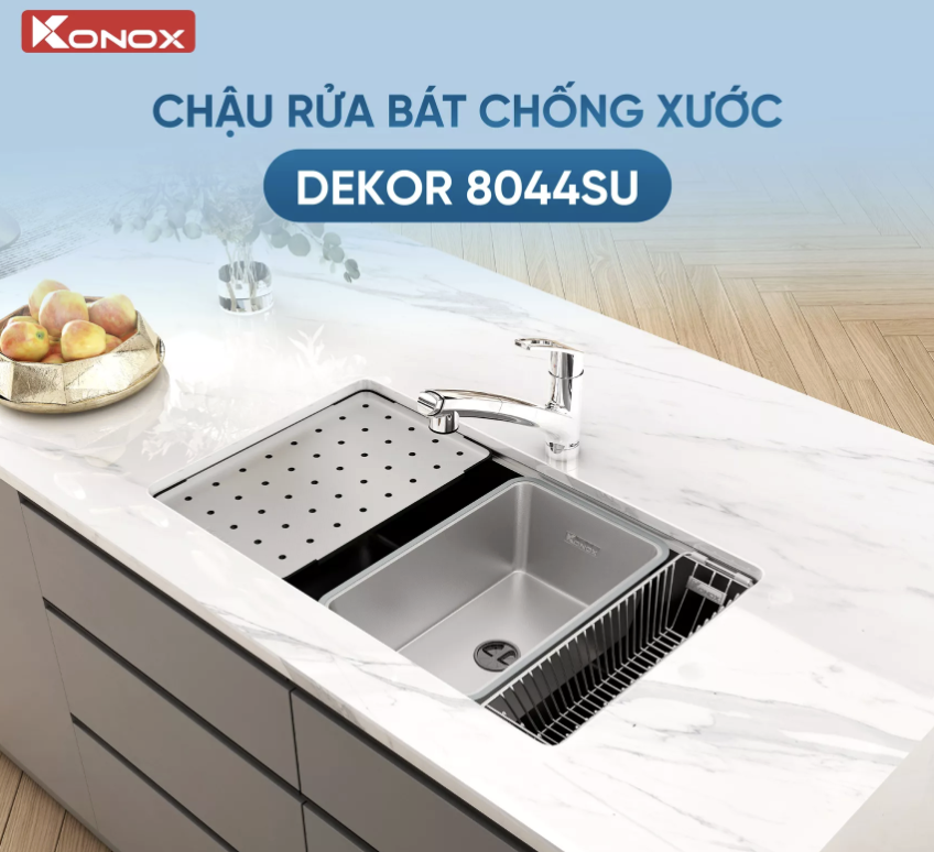 Chậu rửa bát 1 hố chống xước Konox Dekor 8044SU
